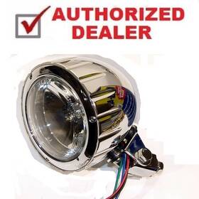 688024-h4 Custom Chrome Racing 4 Inch Headlight H4 Halogen Billet Aluminum Bottom Mount Harley Chopper