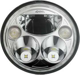 2001-1573 Custom Dynamics Open Box Led Headlight 7 Inch Chrome For Indian