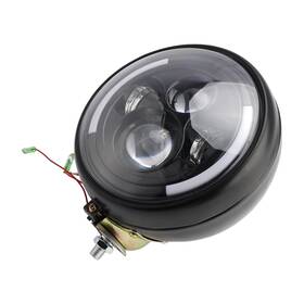 M513-b125-blk Darupsun Multifunctional Beam Headlight Lamp Custom Black #84 For Racer Bobber Chopper