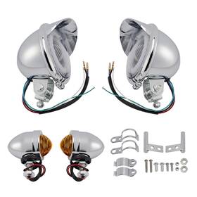 M513-b127-chr Darupsun #d17 Motorcycle Spotlight Headlight Fog Beam Chrome Fit For Scooter