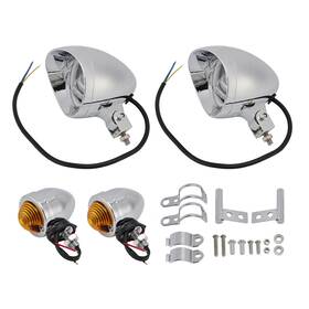 M513-b128-chr Darupsun #d18 Motorcycle Spotlight Headlight Fog Beam Chrome Fit For Scooter