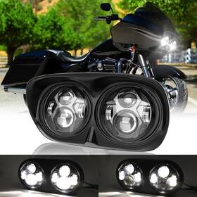 Deabuy 674519805892 5 3/4 Inch Dual Led Front Headlight Projector Hi/low For Harley Road Glide 1998-2013