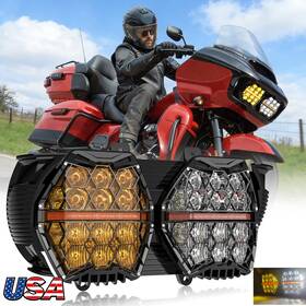 Deabuy 754137409563 Led Dual Headlight With 2 Colors For Harley Touring Road Glide Fltrx Fltrxs 2015