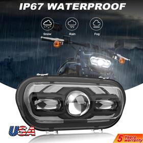 Deabuy 754137410088 For Harley Dyna Fat Bob Fxdf 2008-2017 Dot Led Headlight Projector Halo Headlamp