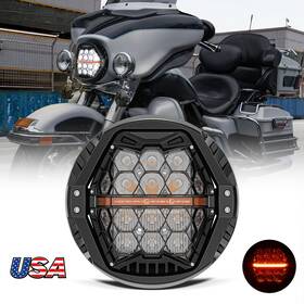 D26699532685 Deabuy Dot 130w 7 Inch Led Headlight With Amber Drl For Road King Electra Glide Ultra Classic