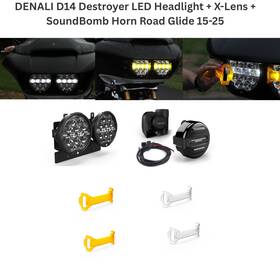 Dnl.sb.vt200 Denali D14 Destroyer Led Headlight X-lens Soundbomb Horn Road Glide 15-25