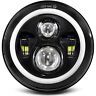 Dot 7 Inch Halo Led Headlight High Low Beam Motorcycle