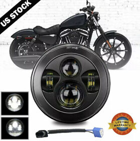 Dot 7 Inch Motorcycle Led Headlight Hi-lo Beam Black Fit For Harley Or Wrangler