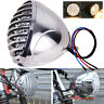 Dr-2166hl02707-a Motor Dramas Chrome Headlight Lamp Finned Grill For Harley Chopper