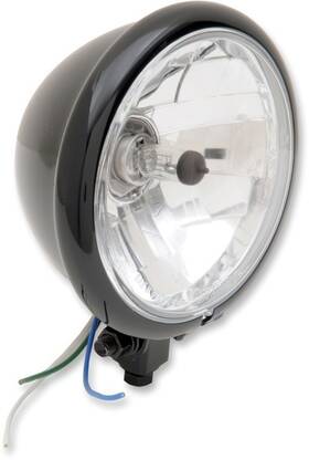 20-6035bwi Drag Specialties 5 3/4 Diamond Bottom Mount Headlight Gloss Black With Clear Lens