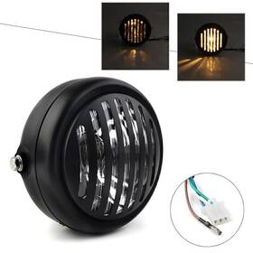 Dreamhighh 550753452095 6.5 Inch Motorcycle Round Scalloped Finned Grill Headlight Fit Harley Sportster Black