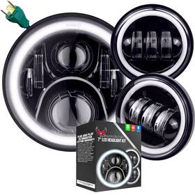 Eagle Lights 656165961481 7 Inch Led Headlight 4.5 Passing Black Gen 2 Halo Harley Indian