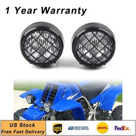 Earthoee 550725221568 Headlights For Yamaha Banshee 1987-2006 Lens Bulbs Grills Warrior 350 Black Pair