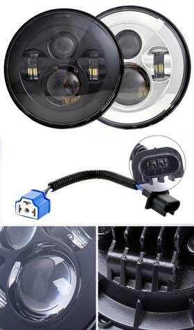 Cyhl001 Ecs-auto 7 Inch Led Projector Headlight Black 6000k Fit Hd Electra Street Glide Softail Flhx