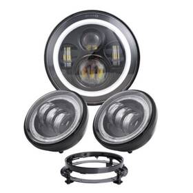 Cyhl003 Ecs-auto Passing Lights 7 Inch Led Halo Projector Headlight Fit Harley Touring Drl Signal