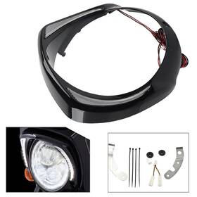 Efmotorshop 550756211705 Led Headlight Bezel Visor Trim Ring For Harley Touring Street Glide 2014 Black