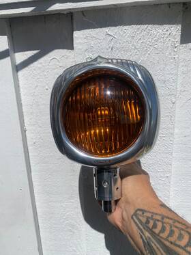 Electroline 699906182073 Vintage Amber Lens Lamps Headlights For Harley Chopper Bobber Motorcycle Used
