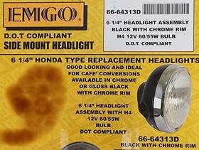 24-3218 Emgo Honda Cb340 Cb450 Cb500 Cb550 6 1/4 Universal Black And Chrome Headlight H4 Bulb