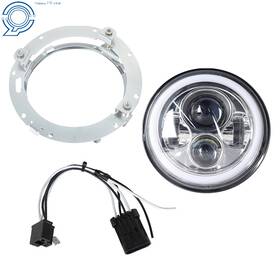 697843 Etecgo For Touring Road King Street Glide With Bracket Chrome 7 Inch Led Headlight Halo Drl