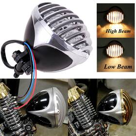 Mas2166hlooo27oo8 Eway For Harley Chopper Bobber Sportster Dyna Finned Grill Headlight 4.7ftft Motorcycle