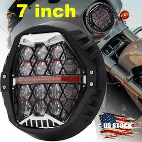 Masb166hlooo26ooo1x Eway For Harley Touring Flhx Cvo Street Glide Softail 7 Inch Led Headlight Amber Drl