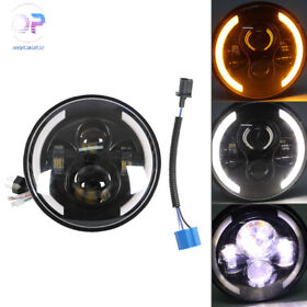 Om195606oc For Motor With Hi Low Beam And Amber White Drl Halo 7inch Round Black Headlight