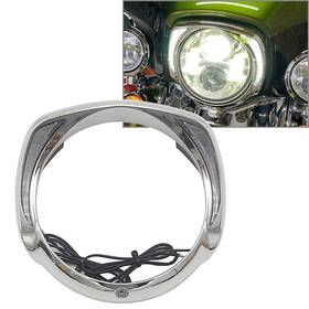 Fortodayy 550756272034 Led Headlight Headlamp Bezel Visor Trim Ring Fit For Harley Touring 2014 Chrome