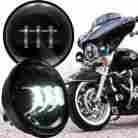 Gh025 Golden Hawk 2 X 4.5 Black Motorcycle Led Auxiliary Spot Fog Passing Lights Lamp For Harley