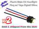 H4m-ptp-p Hipo Parts 2 X Plastic Male H4 Headlight Plug W 14ga Pigtail Wires Fits 7 Round Lamps