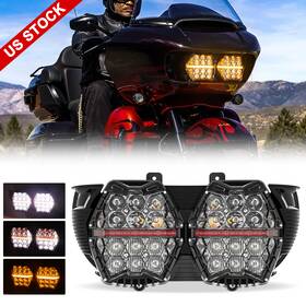 R2015g001h23 Hacarler Dot Dual Led Headlight Hi-lo Projector Beam Amber Drl For Road Glide 2015-2023