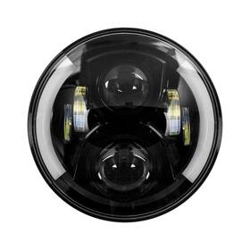 Bc-703b Halo Saddle Tramp 7 Inch Round Led Motorcycle Headlight Black With Partial H4