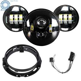Hp65127 Happy19star Black Passing Lights 80w 7 Inch Led Headlight For Touring Road King