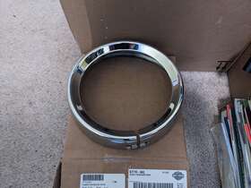 67716-60c Harley Davidson 7 Inch Chrome Headlamp Bezel Door Excellent Condition