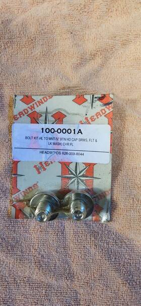 100-0001a Headwinds Bolt Kit Headlight To Mount 3/4 Inch Buttonhead Chrome