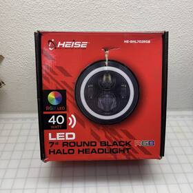 He-bhl702rgb Heise Motorcycle Headlight 7 Inch Round Black Halo 40w Rgb Led