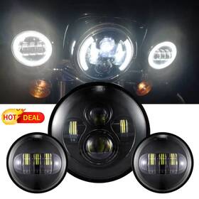 Mc0007119 Hf-motor 7 Inch Motorcycle Led Headlight 4.5 Passing Lights Fit For Harley Street Glide