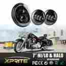 Hl-jeep-r7in-90w-cr-1pc Sl-r4.5in-k-black Xprite 7 Round 60w Headlight Spot Fog Passing Combo For Harley Davidson Motorcycle