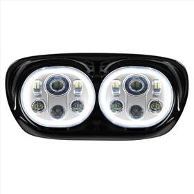 Ft98-ft13 Hogworkz Hw195025 Hogworkz-dual Led Chrome Halomaker Headlight For Harley Road Glide