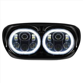 Ft98-ft13 Hogworkz Hw195026 Hogworkz-dual Led Black Halomaker Headlight For Harley Road Glide