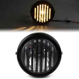 Hukyu 550742404630 6.5 Inch Black Motorcycle Grill Headlight For Harley Sportster Chopper Cafe Racer