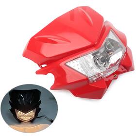 Hukyu 550742520224 Universal Motorcycle Headlight Lamp Hi /lo For Street Fighter Dirt Bike Red