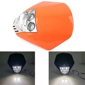 Hukyu 550742957815 Dual 6w Led 12v Universal Modified Headlight Head Lamp For Dirt Pit Bike Orange