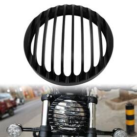 Hukyu 612048643561 Motorcycle Black Aluminum Shallow Cut Headlight Grill Cover For Bobber