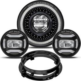 Mhd25-b Hwstar 7 Inch Led Headlight Motorcycle Kit Fits Harley Road King Street Glide