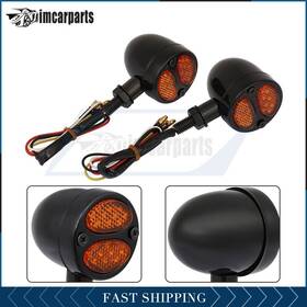 Im162365s01 Imcarparts 2pc Motorcycle Tail Light Black Bullet Turn Signal Brake Running