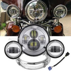 Ironwalls 787477948928 7 Inch Led Projector Headlight 4.5 Passing Lights With Mount Ring For Harley Touring