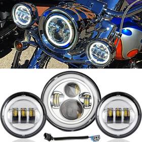 Cb1100519 Ironwalls For Yamaha V-star Xvs 650 950 1100 1300 7 Inch In Led Headlight 4.5 Fog Light Combo