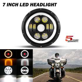 Mc0007131 Ironwalls Black 7 Inch Led Headlight Drl Hi-lo Beam H4 For Harley Honda Yamaha Motorcycle