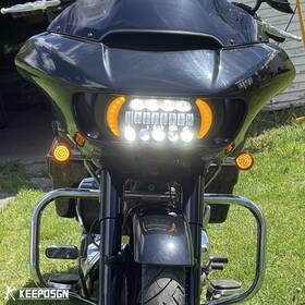 Keepdsgn 699948028957 Led Headlight Hi/lo Turn Signal White Amber For Harley 2015-2023 Road Glide