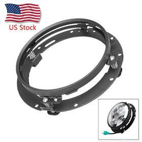 Kkkeeparts 520006506097 Led 7 Inch Round Headlight Ring Bracket Fit Touring Softail Mounting Hid Black